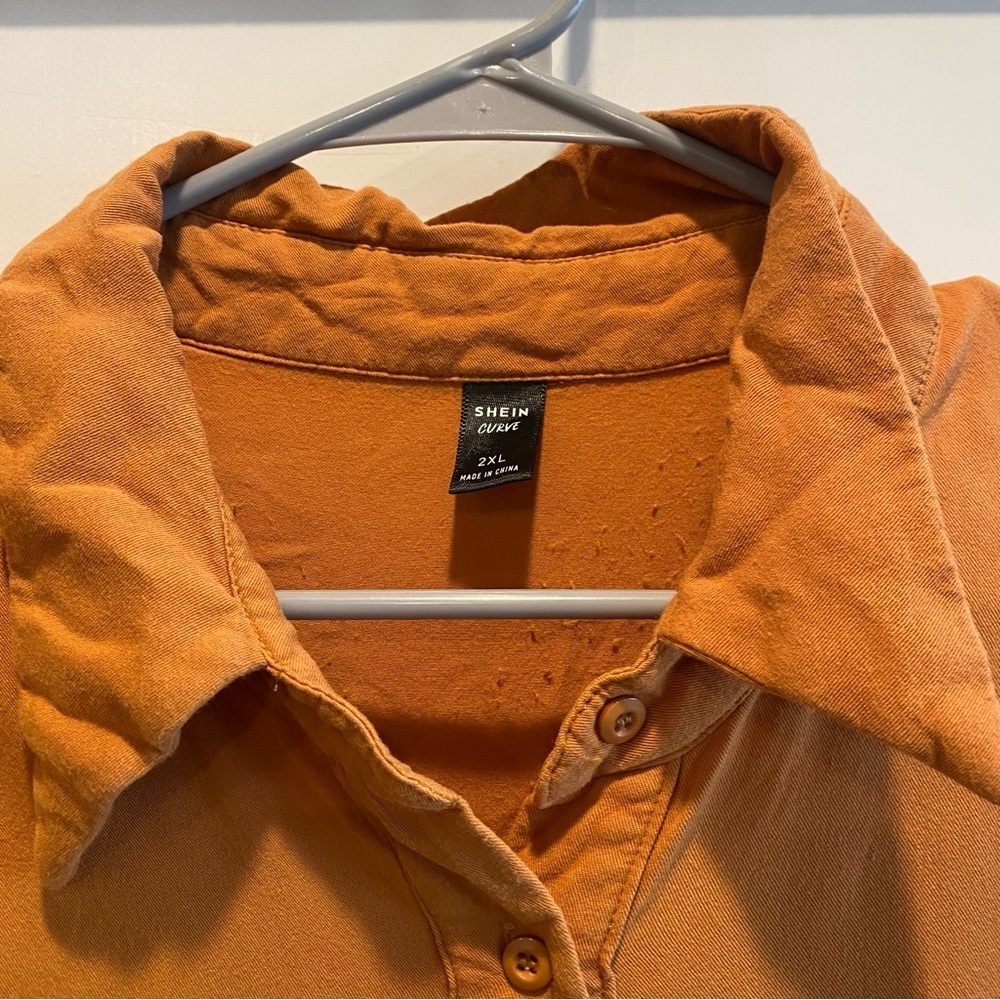 Women's Orange Button-Up Top Size 2XL - Picture 3 of 6